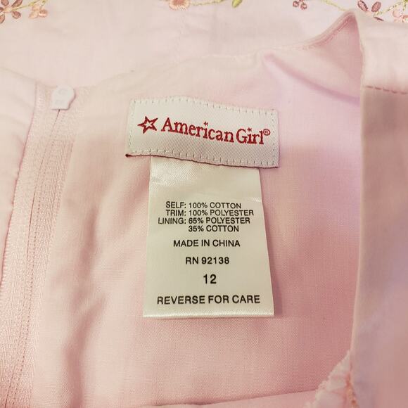 American Girl Petal Pink Floral Ruffle Dress Size 12 PINK 100% Cotton Retired - Picture 3 of 14